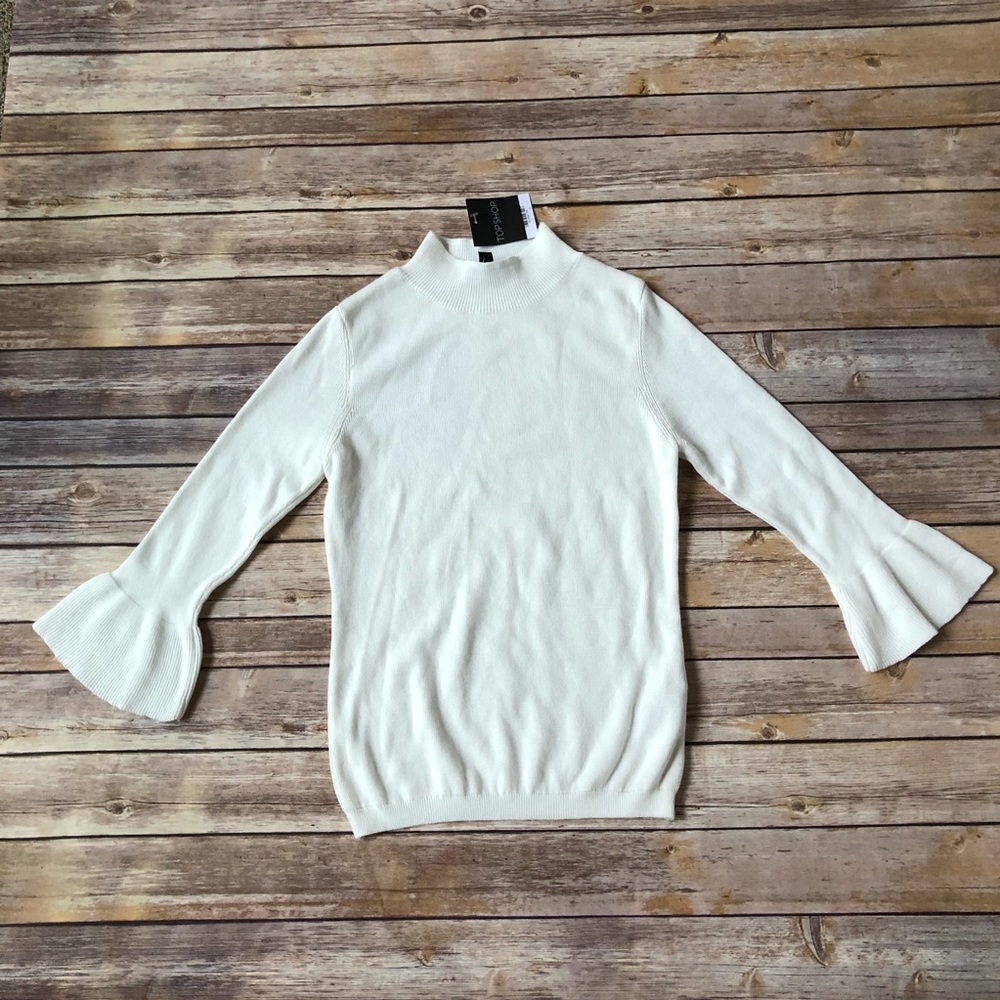 Topshop Sweater with Bell Sleeves Size 2 Ivory NWT